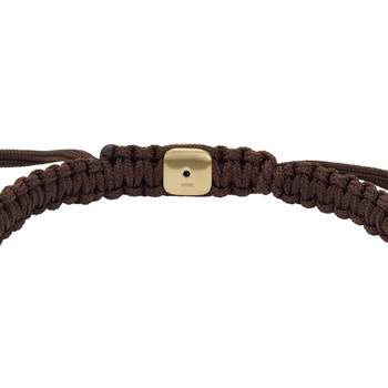 FOSSIL-armband van verguld roestvrij staal met bruin koord en tijgeroog
