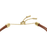 Bracelet FOSSIL acier inoxydable cuir marron cristal - vue 3