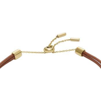 Bracelet FOSSIL acier inoxydable cuir marron cristal