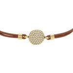 Bracelet FOSSIL acier inoxydable cuir marron cristal - vue D1