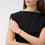 Bracelet FOSSIL acier inoxydable cuir marron cristal - vue porté 2