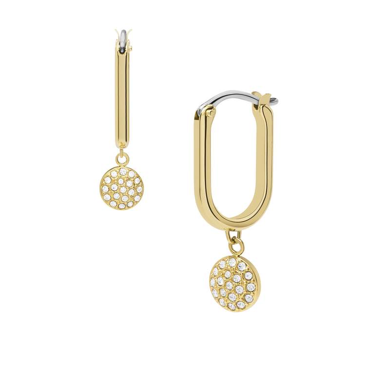 Boucles d'oreilles FOSSIL acier inoxydable doré crital - vue 1