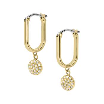 Boucles d'oreilles FOSSIL acier inoxydable doré crital