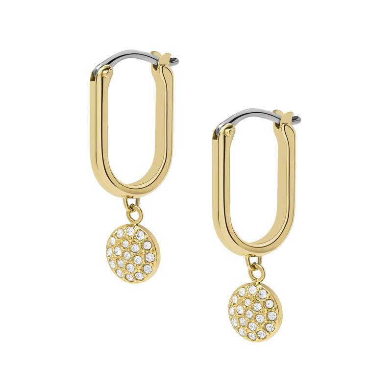 Boucles d'oreilles FOSSIL acier inoxydable doré crital - vue 3