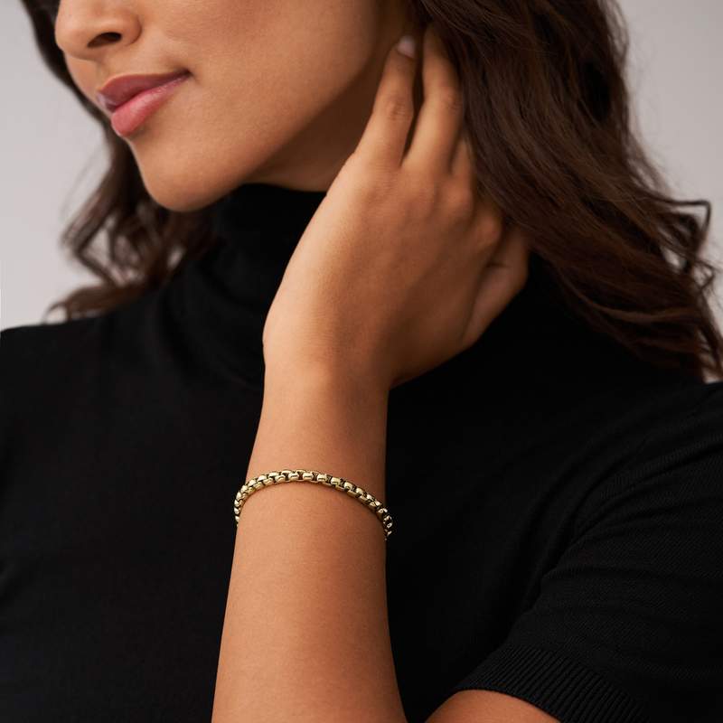 Bracelet FOSSIL acier inoxydable doré - vue porté 1