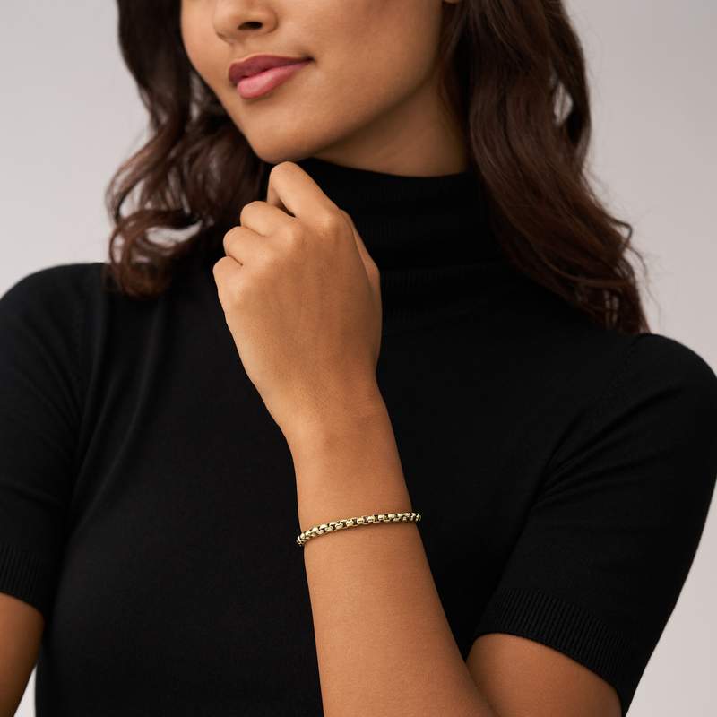 Bracelet FOSSIL acier inoxydable doré - vue porté 2
