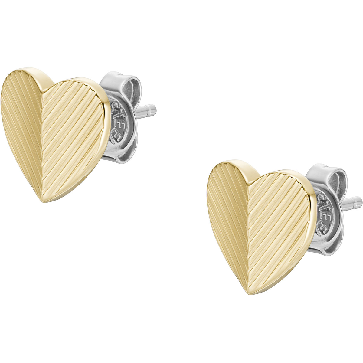 Boucles d'oreilles FOSSIL Harlow Hearts acier inoxydable doré - vue 3
