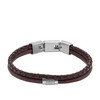 Bracelet FOSSIL acier cuir marron - vue V1