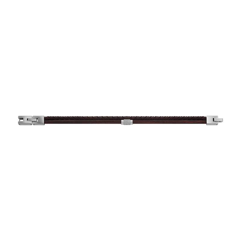 Bracelet FOSSIL acier cuir marron - vue 2