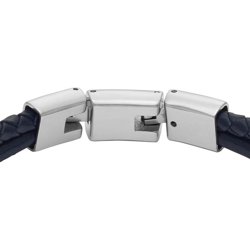 Bracelet FOSSIL acier cuir bleu marine - vue 3