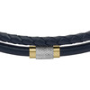 Bracelet FOSSIL acier cuir bleu marine - vue VD1