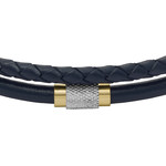 Bracelet FOSSIL acier cuir bleu marine - vue D1