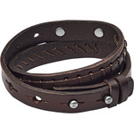 Bracelet FOSSIL acier cuir marron - vue D1
