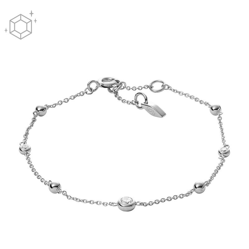 Bracelet FOSSIL argent 925 zirconias 19 cm - vue 1