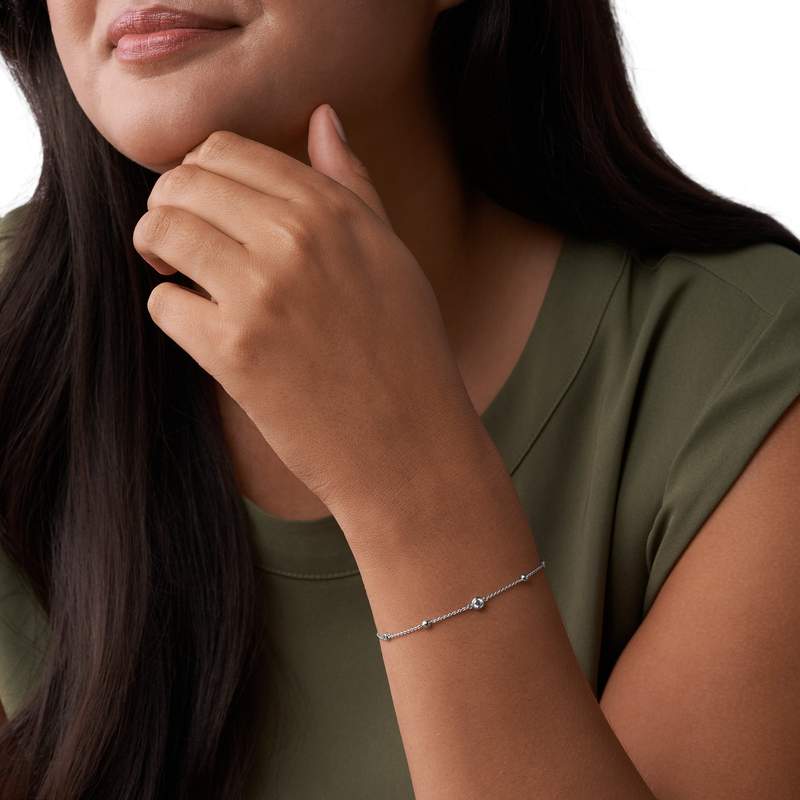 Bracelet FOSSIL argent 925 zirconias 19 cm - vue porté 1