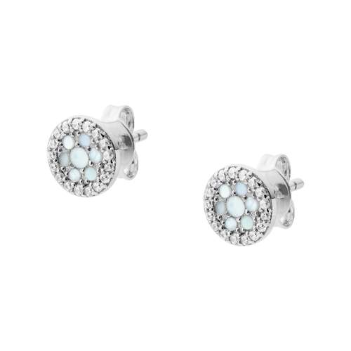 Boucles d'oreilles FOSSIL argent 925 nacre et zirconias