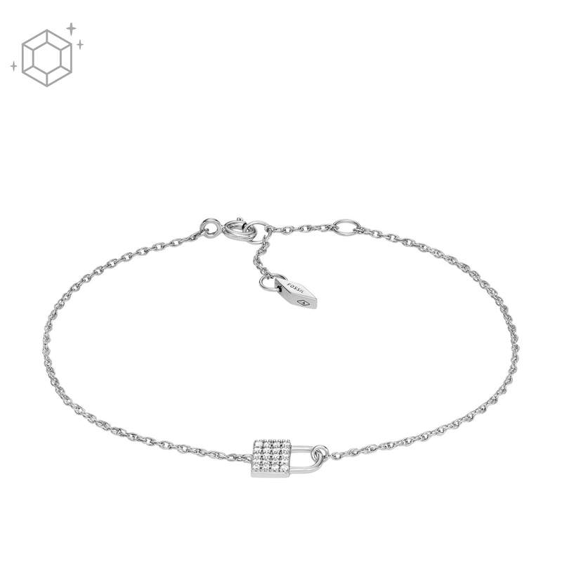 Bracelet FOSSIL argent 925 cadenas et zirconias 19 cm - vue 1