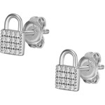 Boucles d'oreilles FOSSIL argent 925 cadenas et zirconias - vue 3