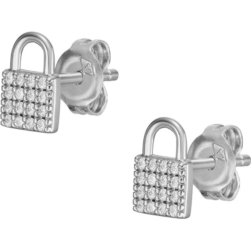 Boucles d'oreilles FOSSIL argent 925 cadenas et zirconias - vue 3