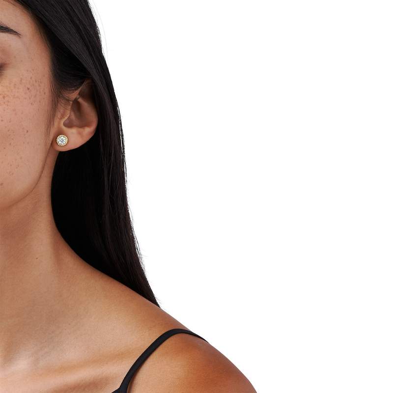 Boucles d'oreilles MICHAEL KORS argent 925 doré zirconias - vue porté 1
