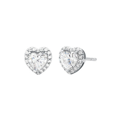 Boucles d'oreilles MICHAEL KORS argent 925 rhodié coeurs zirconias