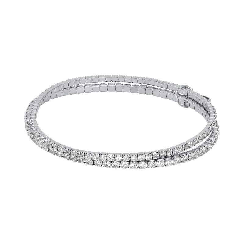 Bracelet MICHAEL KORS laiton argenté jonc zirconias - vue 1