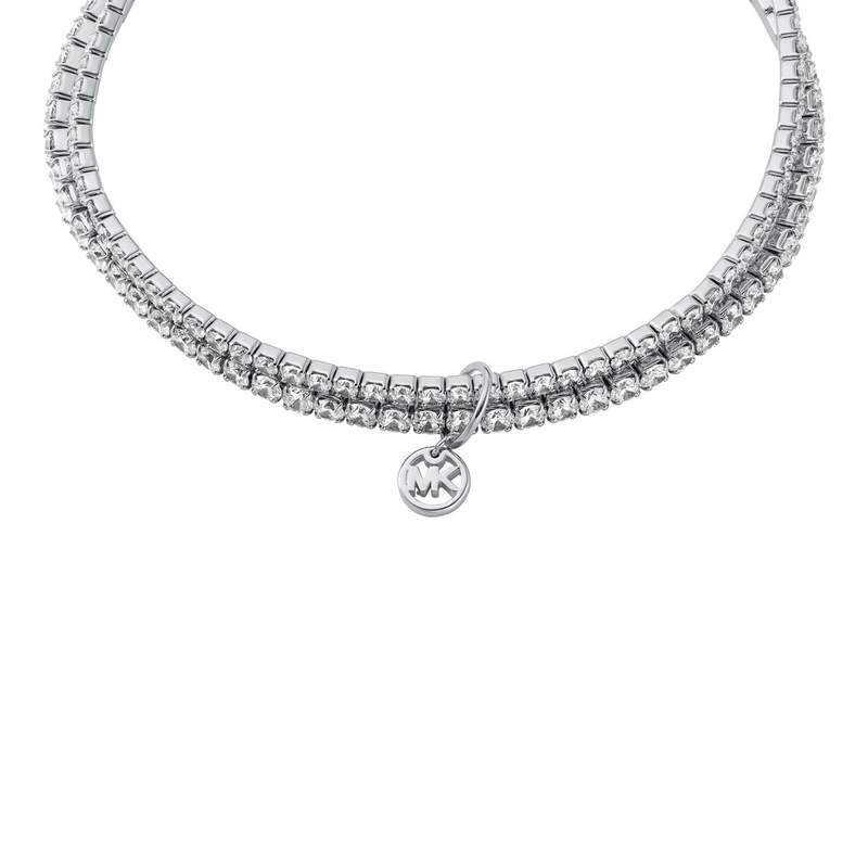 Bracelet MICHAEL KORS laiton argenté jonc zirconias - vue 2