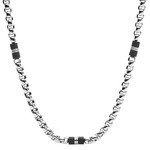Collier FOSSIL acier inoxydable perles en marbre noir 50 cm - vue 1