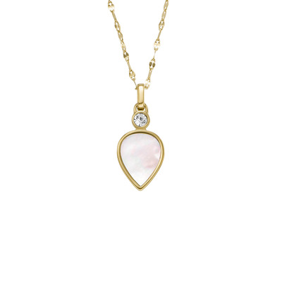 Collier FOSSIL acier inoxydable doré nacre 47 cm - vue 1