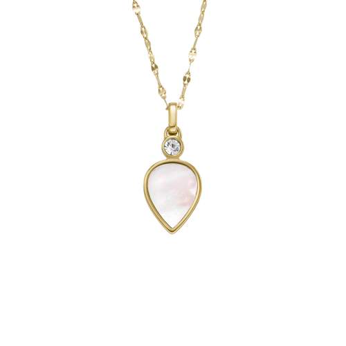 Collier FOSSIL acier inoxydable doré nacre 47 cm
