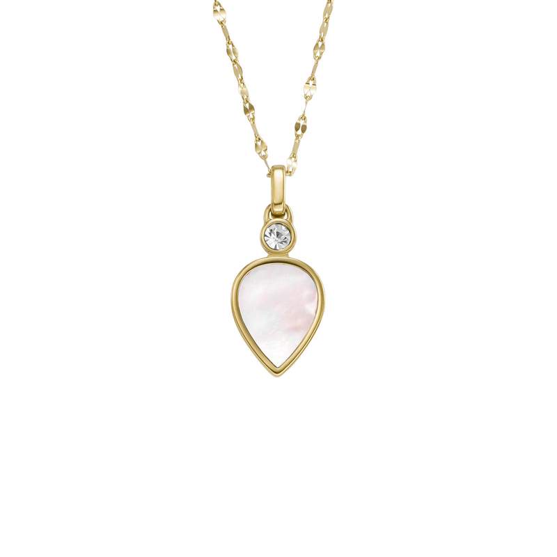 Collier FOSSIL acier inoxydable doré nacre 47 cm - vue 1
