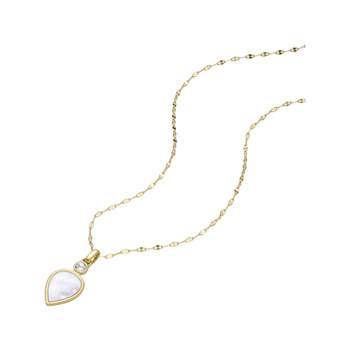 FOSSIL ketting van verguld roestvrij staal met parelmoer, 47 cm