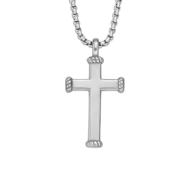 Collier FOSSIL acier inoxydable croix 55 cm - vue 1