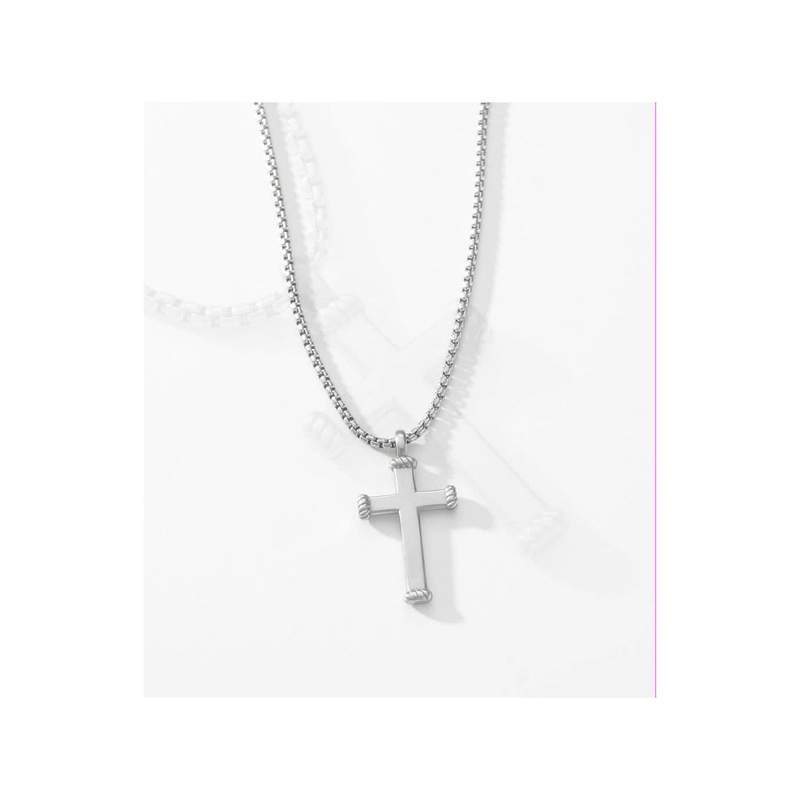 Collier FOSSIL acier inoxydable croix 55 cm - vue D2