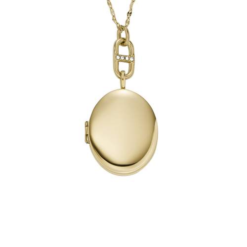 FOSSIL necklace stainless steel gold photo holder 45 cm