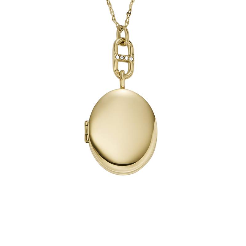 Collier FOSSIL acier inoxydable doré porte photo 45 cm - vue 1