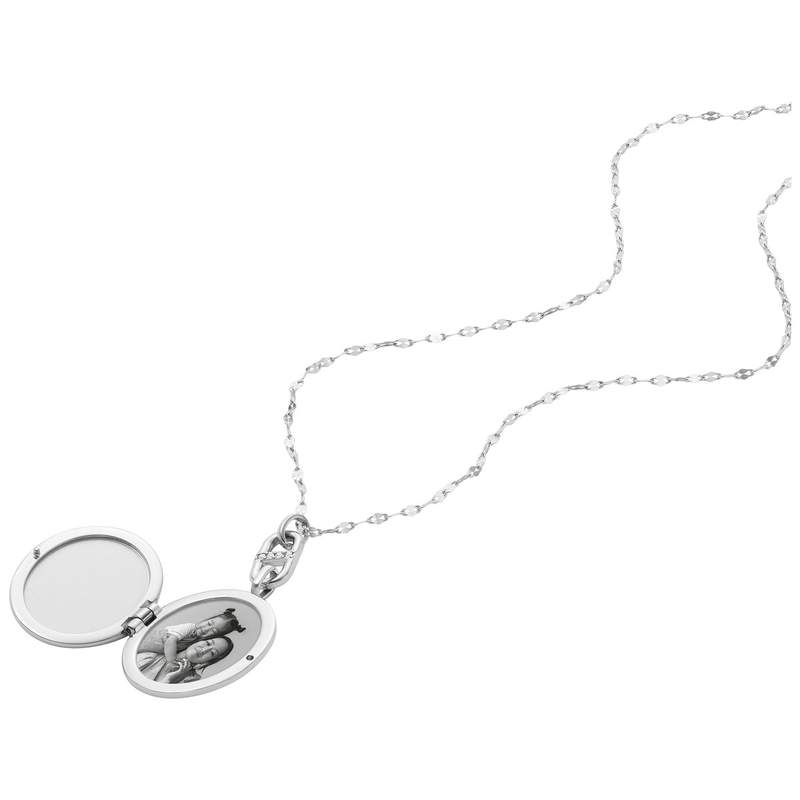 Collier FOSSIL acier inoxydable porte photo 45 cm - vue D1
