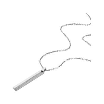 FOSSIL-ketting van roestvrij staal met rechthoekig motief, 60 cm