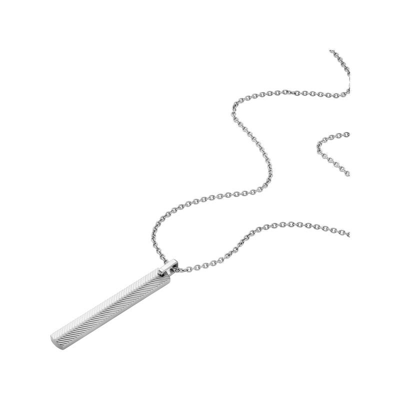 Collier FOSSIL acier inoxydable motif rectangulaire 60 cm - vue D1