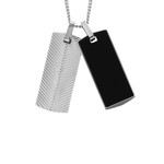 Collier FOSSIL acier inoxydable plaques militaires acier et onyx 60 cm - vue 1