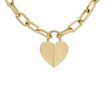 Collier FOSSIL acier inoxydable doré pendentif coeur 50 cm - vue 1