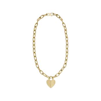 FOSSIL necklace stainless steel gold heart pendant 50 cm