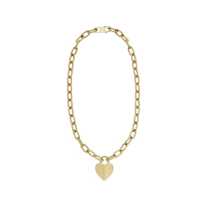 Collier FOSSIL acier inoxydable doré pendentif coeur 50 cm - vue 3