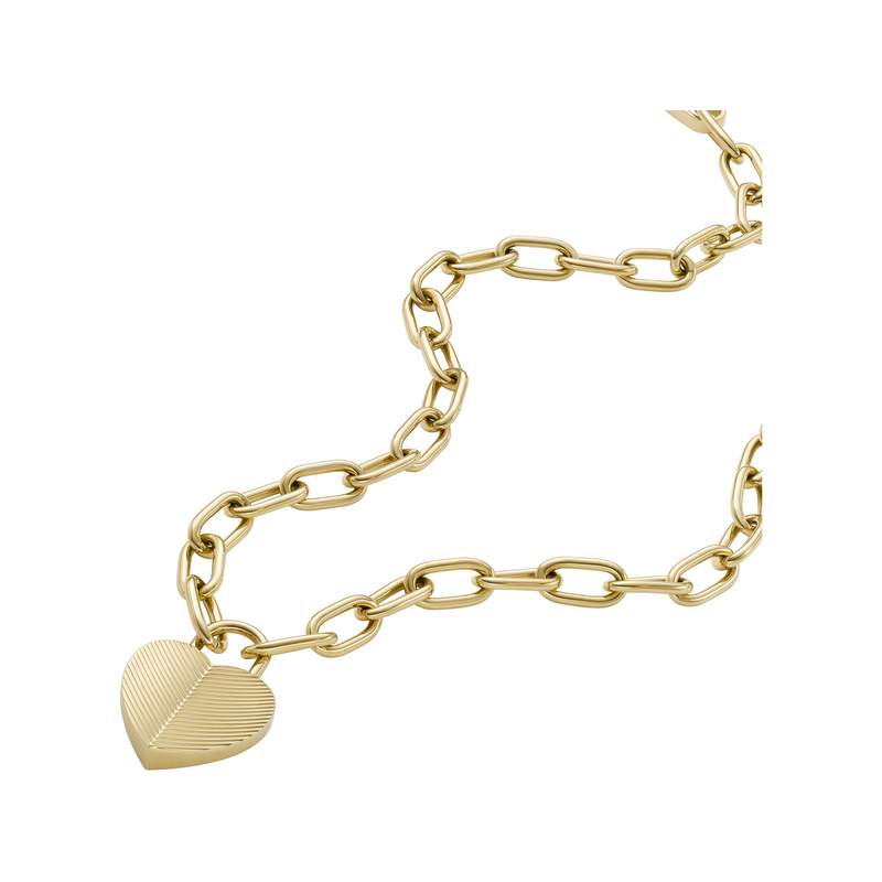 Collier FOSSIL acier inoxydable doré pendentif coeur 50 cm - vue D1