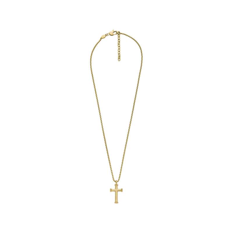 Collier FOSSIL acier inoxydable doré croix 55 cm - vue 3