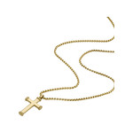 Collier FOSSIL acier inoxydable doré croix 55 cm - vue D1