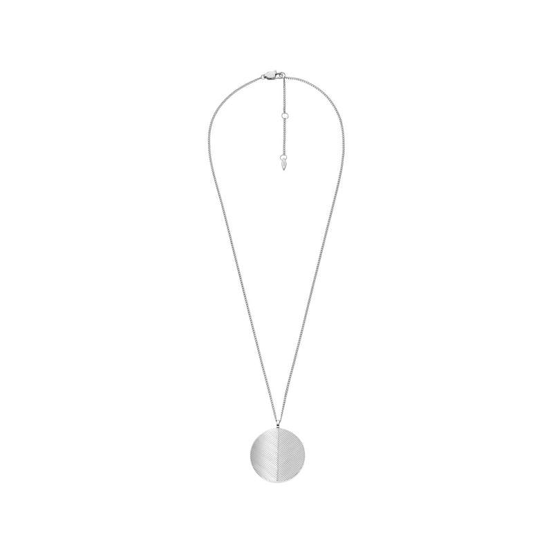 Collier FOSSIL acier inoxydable pendentif rond porte photo 40 cm - vue 3
