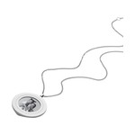 Collier FOSSIL acier inoxydable pendentif rond porte photo 40 cm - vue D1