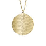 Collier FOSSIL acier inoxydable doré pendentif rond porte photo 40cm - vue 1