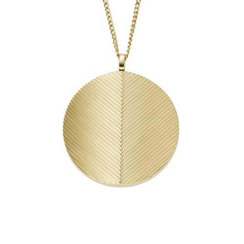 Collier FOSSIL acier inoxydable doré pendentif rond porte photo 40cm